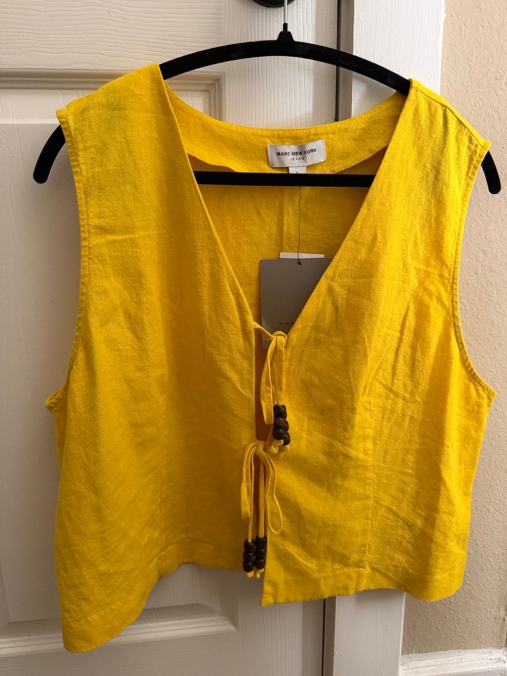 Marc New York Bright Yellow Linen Tie-Front Camisole